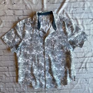 Penguin Mens Short Sleeve Print Button Down Shirt Preppy Spring Resort XL